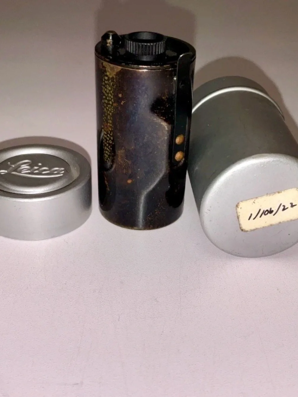 Vintage Leica Leitz Wetzlar Germany Reloadable 35mm Film Cassette w/ Metal Case